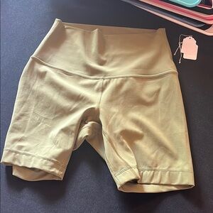 Lulu lemon Green High-Waisted Bike Shorts with Stretch